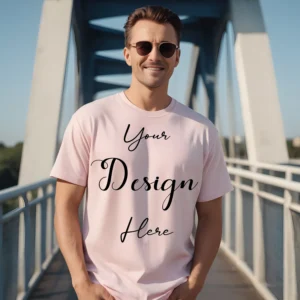 Mens Light Pink T-Shirt Mockup, Front View