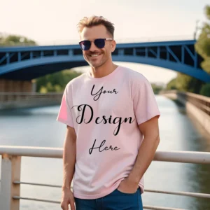 Mens Light Pink T-Shirt Mockup, Front View