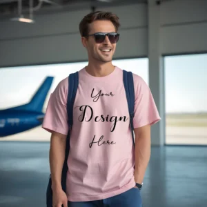 Mens Light Pink T-Shirt Mockup, Front View