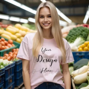 Women's Light Pink T-Shirt Mockup, Front View