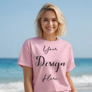 Women's Light Pink T-Shirt Mockup, Front View