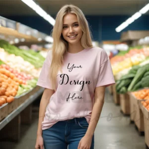 Women's Light Pink T-Shirt Mockup, Front View