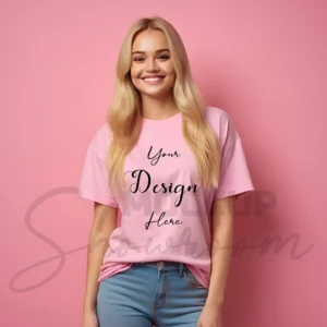 Women's Light Pink T-Shirt Mockup, Front View