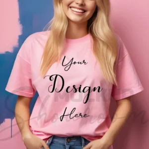 Women's Light Pink T-Shirt Mockup, Front View