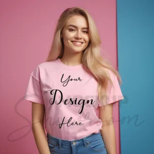 Women's Light Pink T-Shirt Mockup, Front View