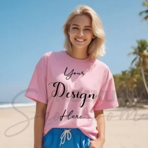 Women's Light Pink T-Shirt Mockup, Front View