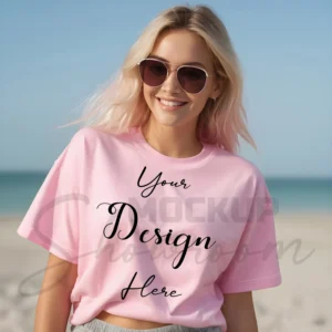 Women's Light Pink T-Shirt Mockup, Front View
