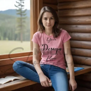 Women's Light Pink T-Shirt Mockup, Front View