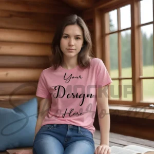 Women's Light Pink T-Shirt Mockup, Front View