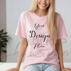 Women's Light Pink T-Shirt Mockup, Front View