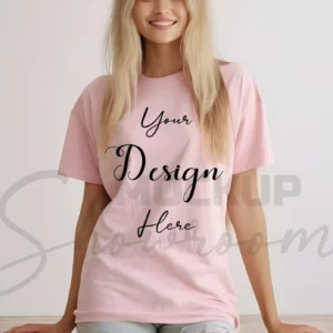 Women's Light Pink T-Shirt Mockup, Front View