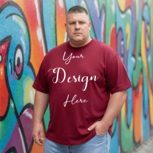 Mens Black Plus-size T-shirt Mockup, Front View