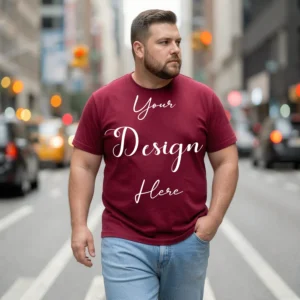 Mens Black Plus-size T-shirt Mockup, Front View