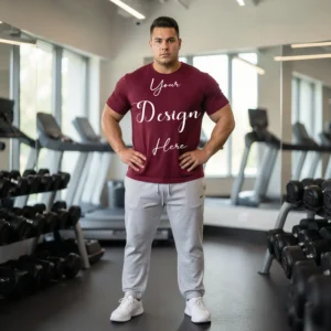 Mens Black Plus-size T-shirt Mockup, Front View