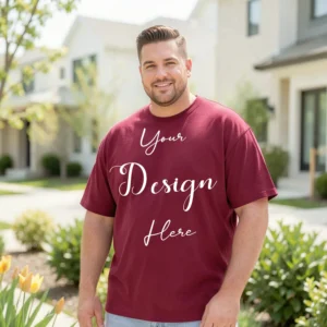 Mens Black Plus-size T-shirt Mockup, Front View