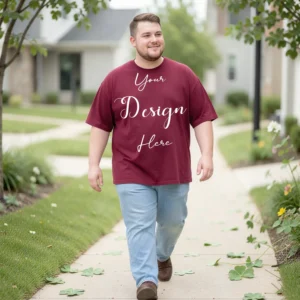 Mens Black Plus-size T-shirt Mockup, Front View