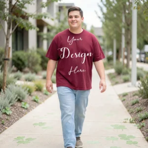 Mens Black Plus-size T-shirt Mockup, Front View