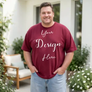 Mens Black Plus-size T-shirt Mockup, Front View