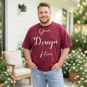 Mens Black Plus-size T-shirt Mockup, Front View