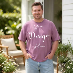 Mens Black Plus-size T-shirt Mockup, Front View
