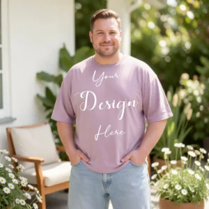 Mens Black Plus-size T-shirt Mockup, Front View