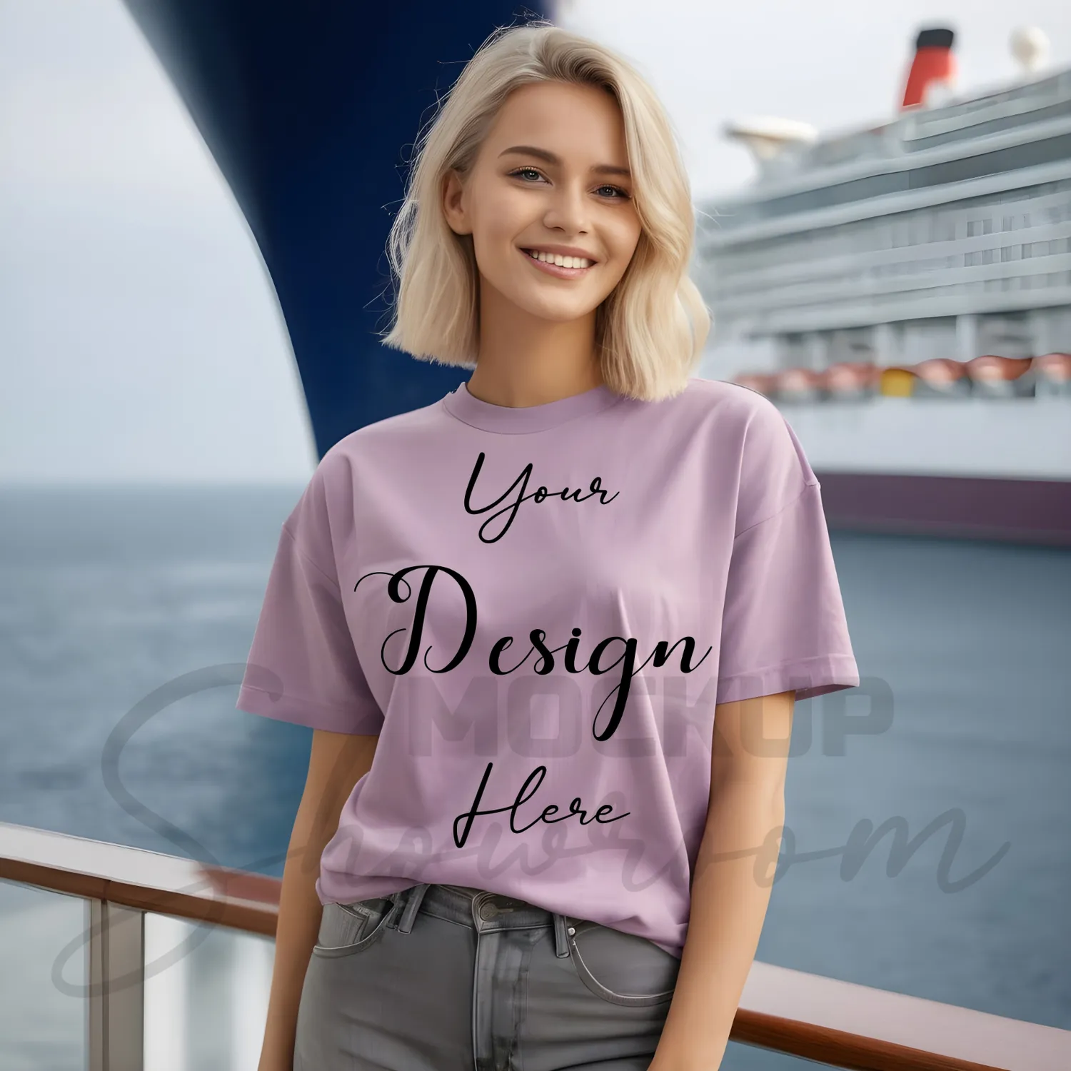 Women's Mauve T-Shirt Mockup, Front View