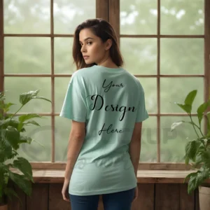 Women's Mint T-Shirt Mockup, Back View
