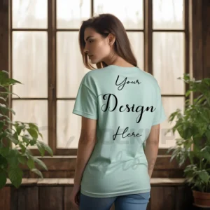 Women's Mint T-Shirt Mockup, Back View