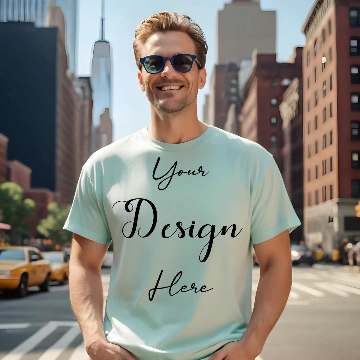 Mens Light Mint T-Shirt Mockup, Front View