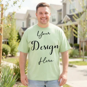 Mens Black Plus-size T-shirt Mockup, Front View