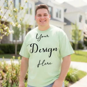 Mens Black Plus-size T-shirt Mockup, Front View