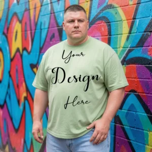 Mens Black Plus-size T-shirt Mockup, Front View