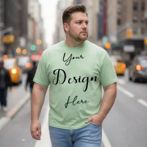 Mens Black Plus-size T-shirt Mockup, Front View