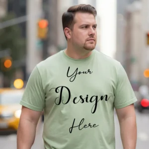 Mens Black Plus-size T-shirt Mockup, Front View
