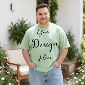 Mens Black Plus-size T-shirt Mockup, Front View