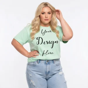 Womens Mint Plus-size T-shirt Mockup-1 Front View | For Etsy, Shopify and POD Sellers