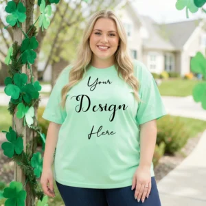 Womens Mint Plus-size T-shirt Mockup-3 Front View | For Etsy, Shopify and POD Sellers
