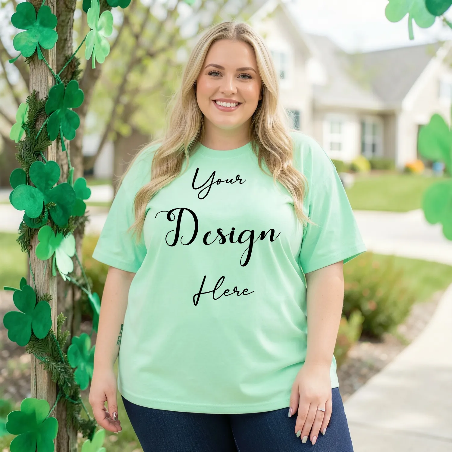 Womens Mint Plus-size T-shirt Mockup-3 Front View | For Etsy, Shopify and POD Sellers