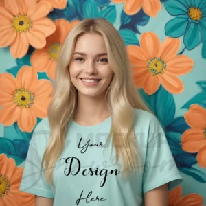 Women's Mint T-Shirt Mockup, Front View