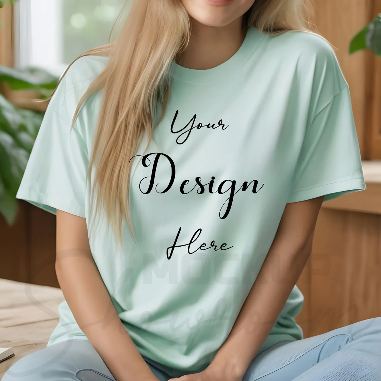 Women's Mint T-Shirt Mockup, Front View
