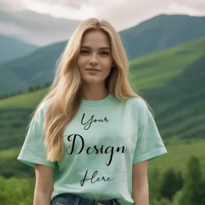 Women's Mint T-Shirt Mockup, Front View