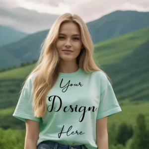 Women's Mint T-Shirt Mockup, Front View