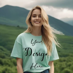 Women's Mint T-Shirt Mockup, Front View
