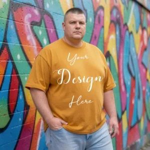 Mens Black Plus-size T-shirt Mockup, Front View