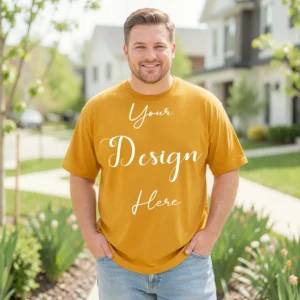 Mens Black Plus-size T-shirt Mockup, Front View