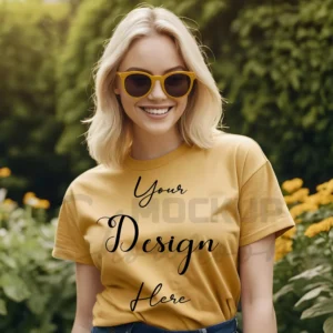 Women's Mustard T-Shirt Mockup, Front View