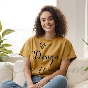 Women's Mustard T-Shirt Mockup, Front View