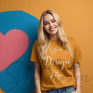 Women's Mustard T-Shirt Mockup, Front View