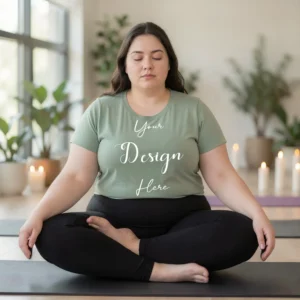 Womens Olive Plus-size T-shirt Mockup-4 Front View | For Etsy, Shopify and POD Sellers