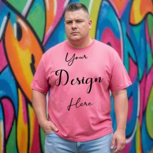 Mens Black Plus-size T-shirt Mockup, Front View